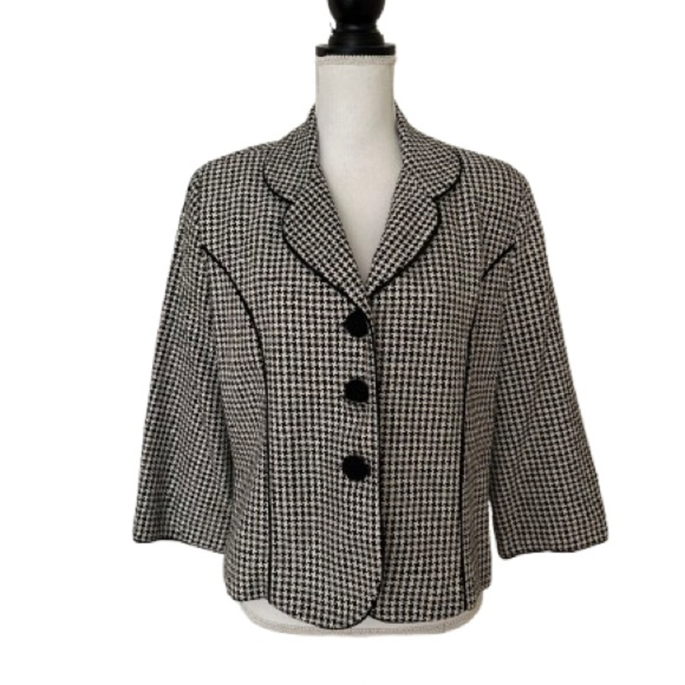 VINCI Clothiers Woman’s Silk Black/White Jacket, Sz 12